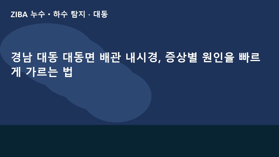 경남 대동 대동면 배관 내시경, 증상별 원인을 빠르게 가르는 법