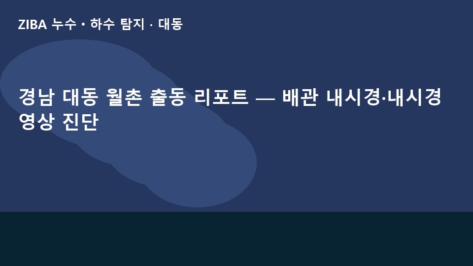 경남 대동 월촌 출동 리포트 — 배관 내시경·내시경 영상 진단
